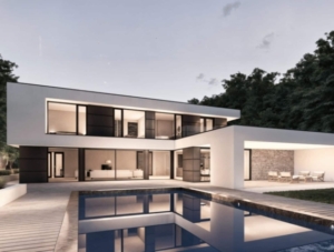 Kubistische woning schetsen